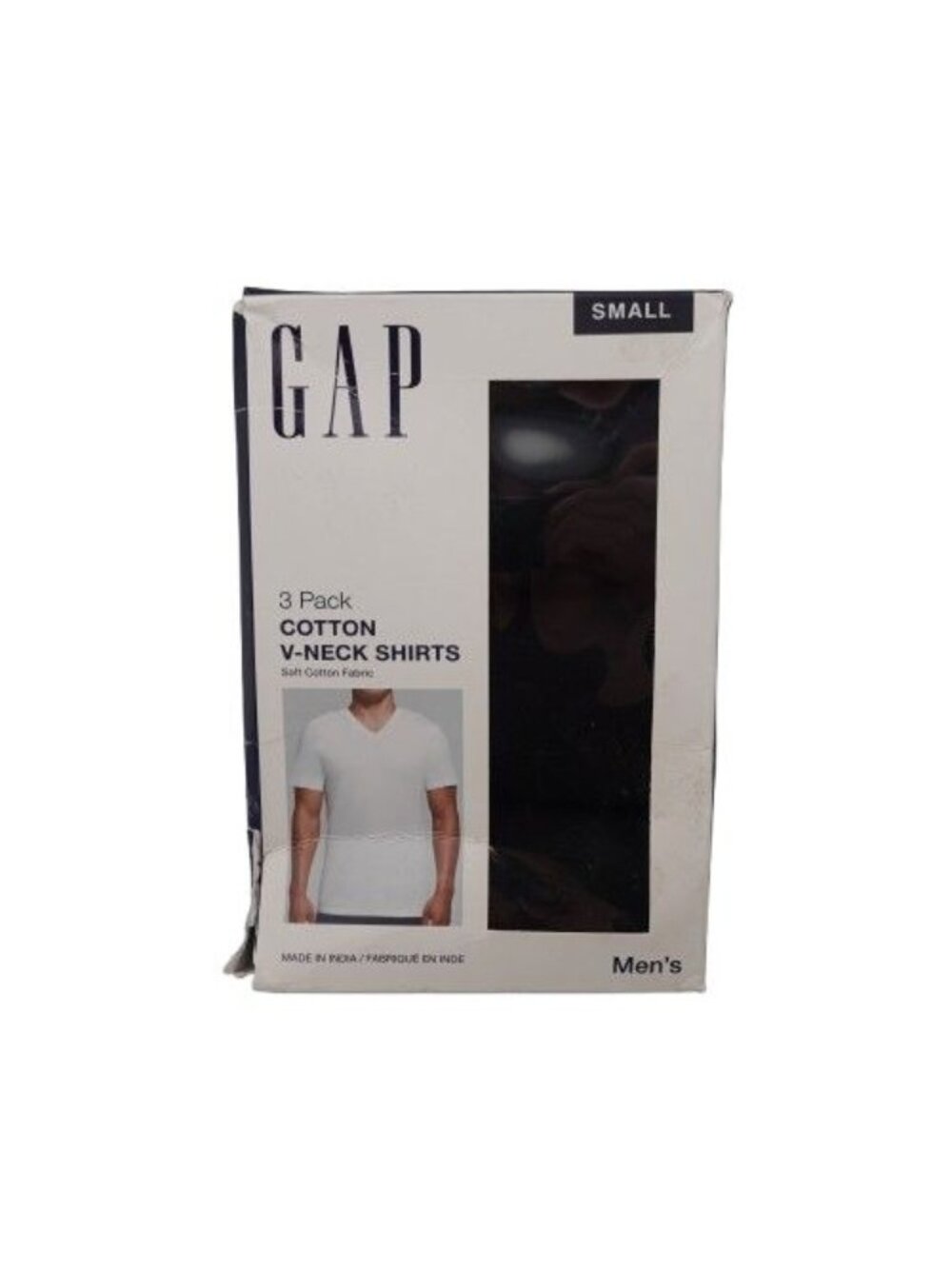 NIB GAP Men's 3 Pack Cotton Classic Fit V-Neck T-Shirts Black Size S